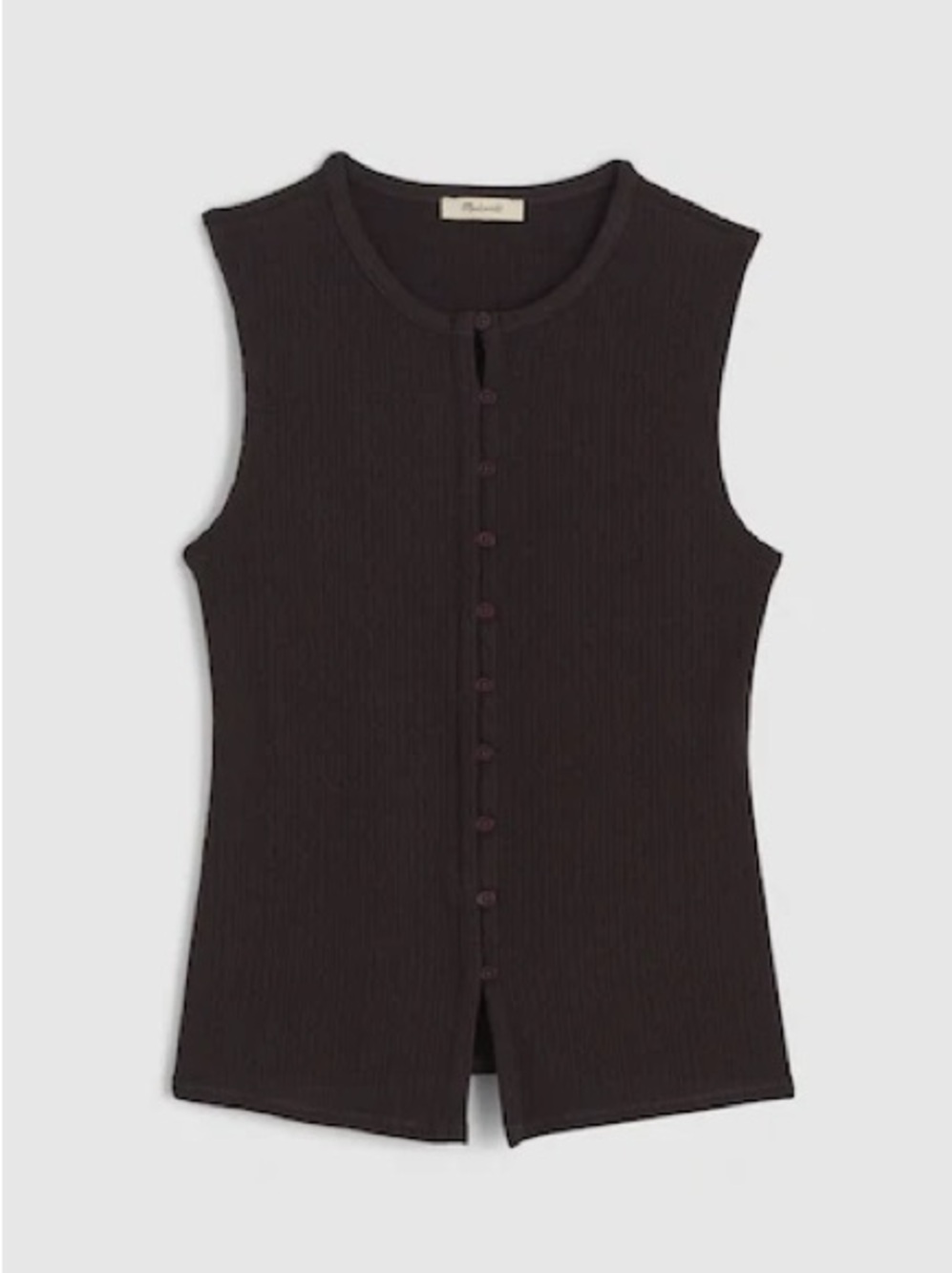 Madewell Pointelle Cutaway Vest Hthr Molasses Black NWT XXS